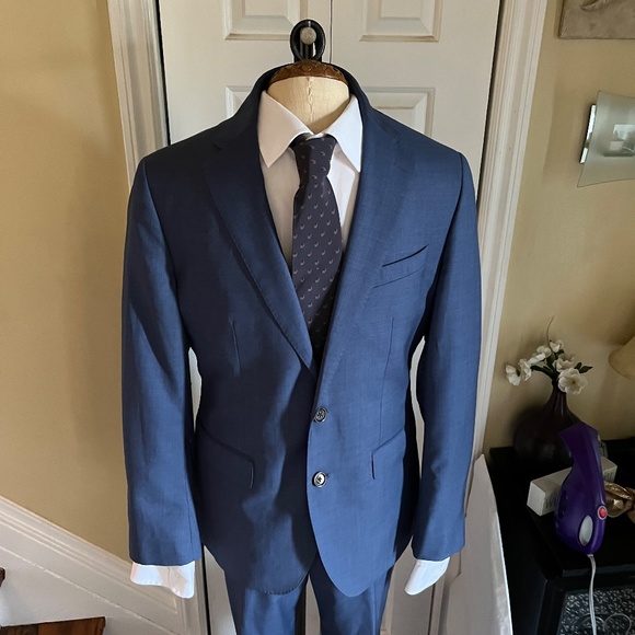 Medium Blue Slim Fit Banana Republic Guabello Connoisseur 2 piece suit - Picture 2 of 5